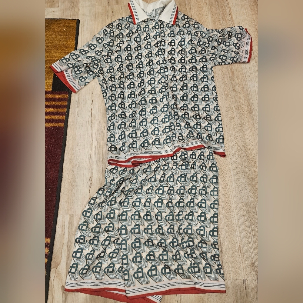 Casablanca White Heart Monogram Silk Set